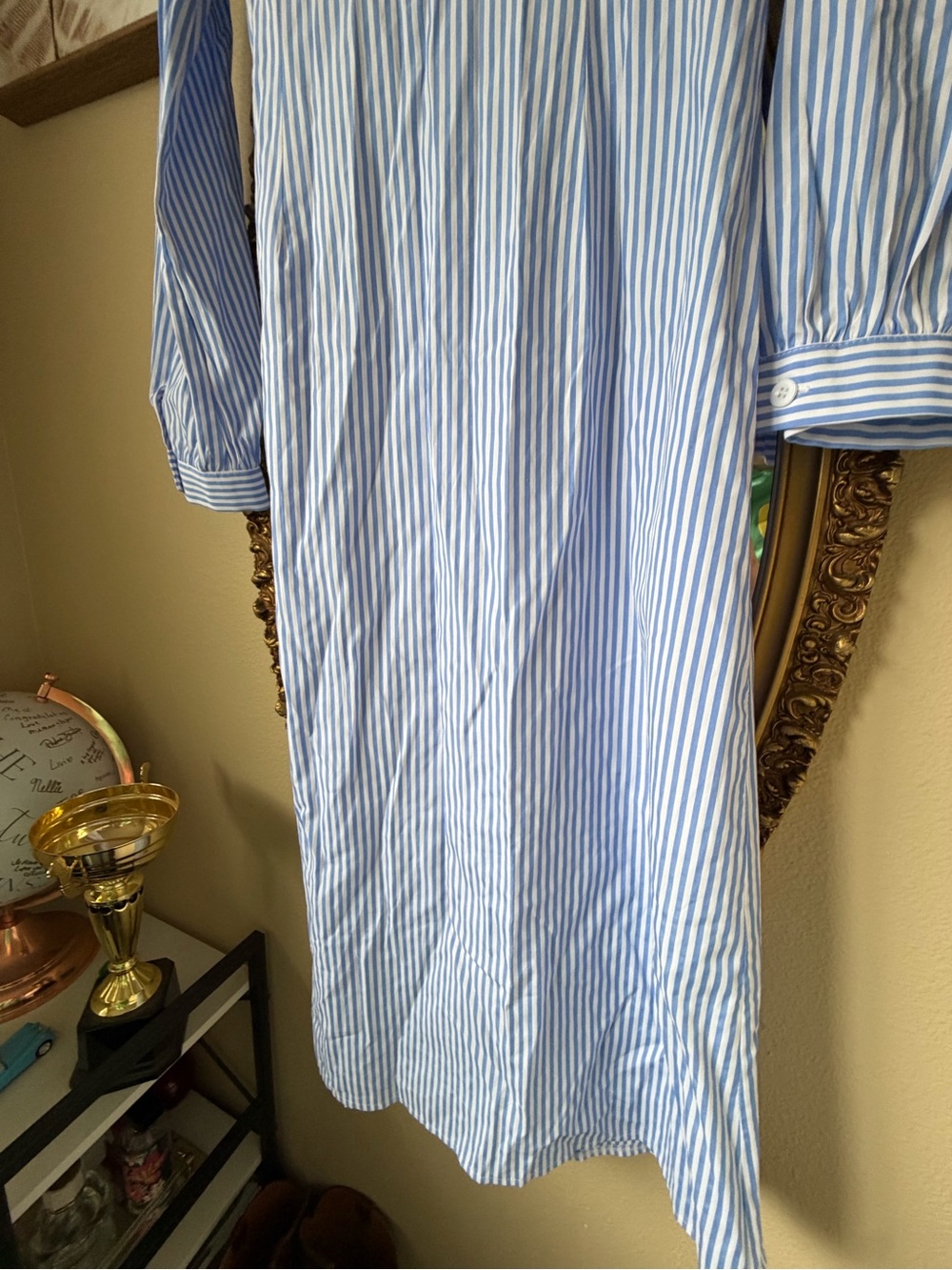 Women’s  Blue & White Stripe Button-Down dress